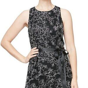 Alex & Eve Embroidered High-Low Midi Dress Black/Silver Size 16